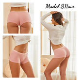 2Pcs Seamless Women Cotton Boxers Underwear Ice Silk Shorts Solid Color Ladies Soft Boyshorts Plus Size M/L/XL
